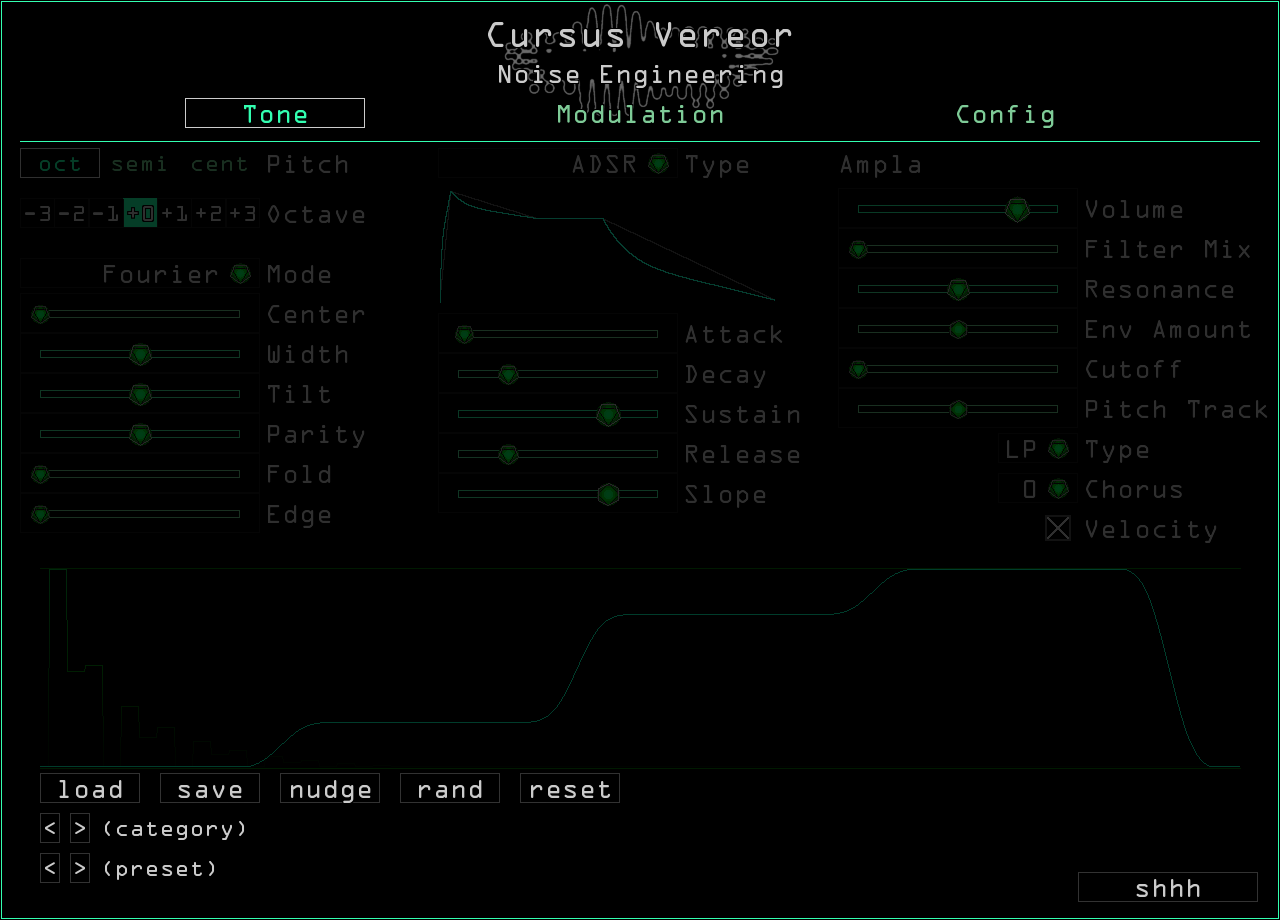 Cursus Vereor's preset controls highlighted