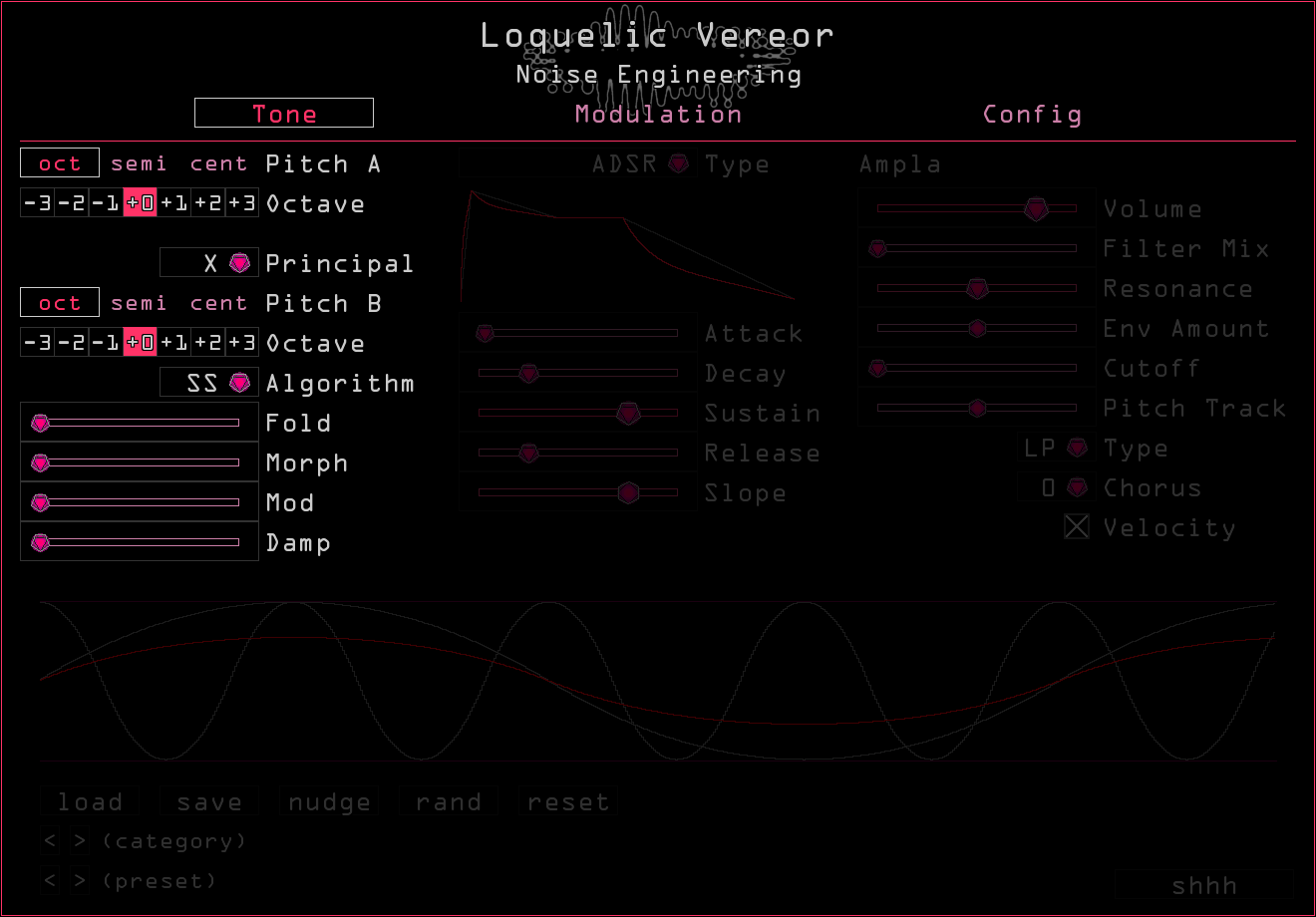 Loquelic Vereor's timbre controls highlighted