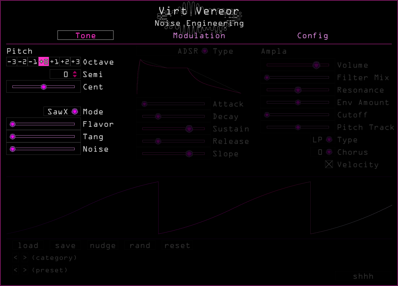 Virt Vereor's timbre controls highlighted