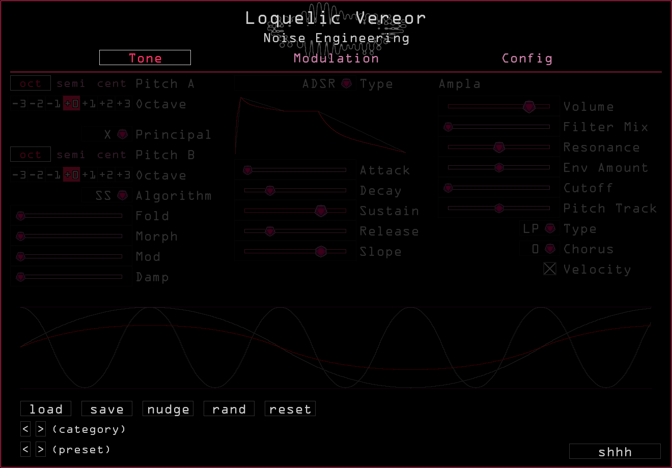 Loquelic Vereor's preset controls highlighted