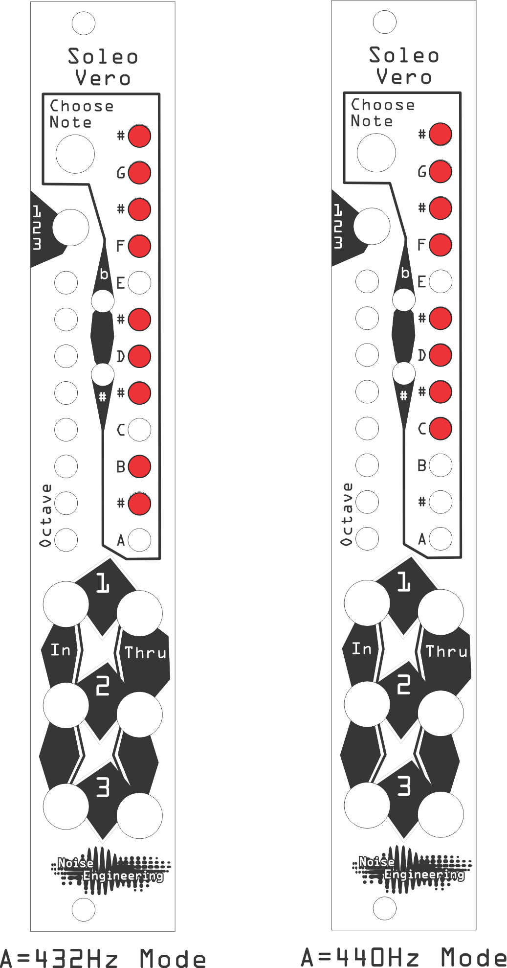 Illustration of Soleo Vero in 400 Hz mode and 432 Hz mode